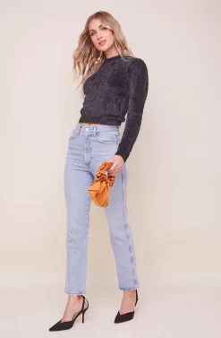 Belle Fuzzy Knit Sweater -ASTR the Label Store ACT16300 BLACK 1 scaled