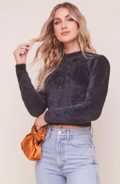 Belle Fuzzy Knit Sweater -ASTR the Label Store ACT16300 BLACK 2 scaled