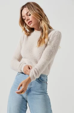 Belle Fuzzy Knit Sweater -ASTR the Label Store ACT16300 CHALK 2 scaled
