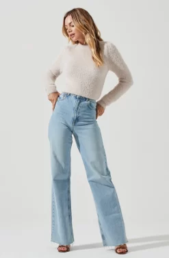 Belle Fuzzy Knit Sweater -ASTR the Label Store ACT16300 CHALK 3 scaled