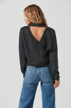 Arabella Metallic Open Back Sweater