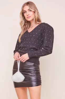 Abigail Puff Sleeve Sweater -ASTR the Label Store ACT16322 BLACK JEWEL 1 scaled