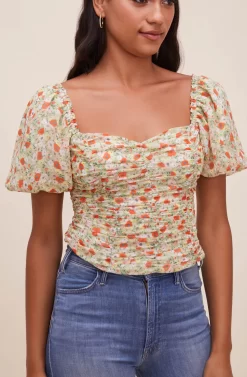 Tenley Floral Ruched Top -ASTR the Label Store ACT16466 GREENREDDITSY 4 scaled