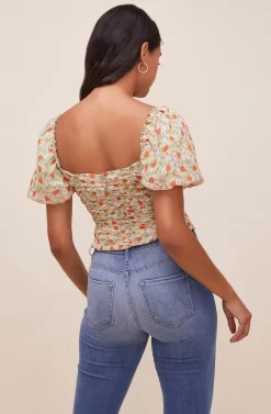 Tenley Floral Ruched Top -ASTR the Label Store ACT16466 GREENREDDITSY 6 scaled