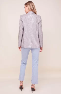 Ayla Metallic Plisse Blazer 8 Ayla Metallic Plisse Blazer -ASTR the Label Store ACT16470 PEWTER 3 scaled