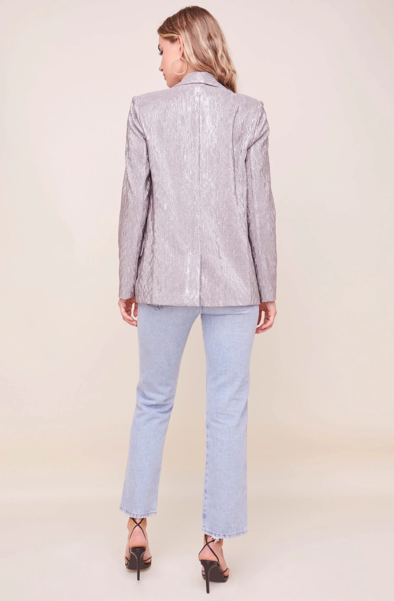 Ayla Metallic Plisse Blazer 4 Ayla Metallic Plisse Blazer - Image 4