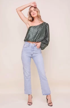 Serenade One Shoulder Top -ASTR the Label Store ACT16524JC EMERALD 2 scaled