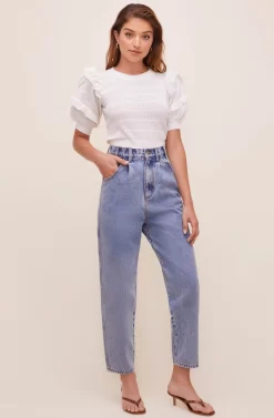 Sonora Pointelle Puff Sleeve Sweater -ASTR the Label Store ACT16540 WHITE 2 scaled