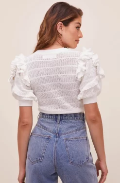 Sonora Pointelle Puff Sleeve Sweater -ASTR the Label Store ACT16540 WHITE 5 scaled