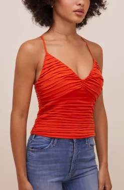 Helma Pleated Top -ASTR the Label Store ACT16545 HOTORANGE 4 scaled