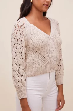 Angelica Pointelle Knit Cardigan -ASTR the Label Store ACT16550 CREAM 4 scaled