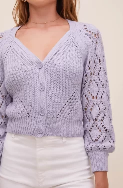 Angelica Pointelle Knit Cardigan -ASTR the Label Store ACT16550 PERIWINKLE 5 scaled