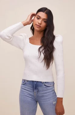 Ansel Embellished Sweater -ASTR the Label Store ACT16557 OFFWHITE 3 scaled