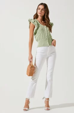 Myla Ruffle Sleeve Cardigan -ASTR the Label Store ACT16583 LAURELGREEN 1 scaled