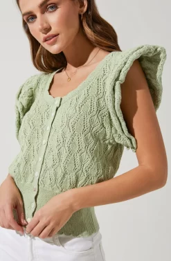 Myla Ruffle Sleeve Cardigan -ASTR the Label Store ACT16583 LAURELGREEN 7 scaled