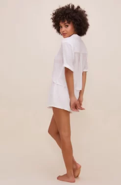 Chrysanthe Short Sleeve Button Up Top -ASTR the Label Store ACT16584 WHITE 4 scaled