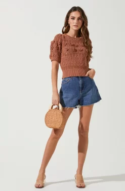 Winslow Flower Embroidery Knit Sweater -ASTR the Label Store ACT16605 RUST 1 scaled