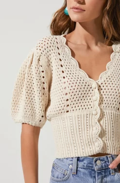 Peyton Scallop Edge Pointelle Cardigan -ASTR the Label Store ACT16632 NATURAL 3 scaled