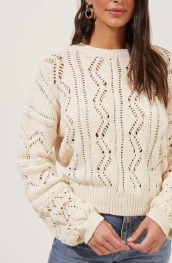 Soulmate Pointelle Knit Sweater -ASTR the Label Store ACT16669 CREAM 3 scaled