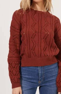 Soulmate Pointelle Knit Sweater -ASTR the Label Store ACT16669 RUST 4 scaled