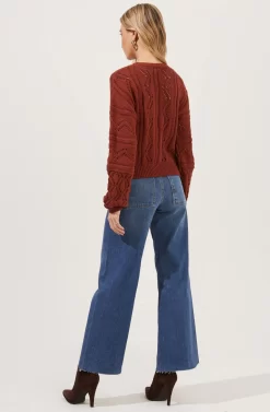 Soulmate Pointelle Knit Sweater -ASTR the Label Store ACT16669 RUST 5 scaled