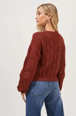 Soulmate Pointelle Knit Sweater -ASTR the Label Store ACT16669 RUST 6 scaled