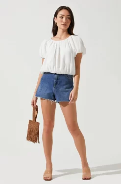 Yumi Bubble Sleeve Top -ASTR the Label Store ACT16677 WHITE 1 scaled