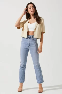 Melrose Short Sleeve Jacket -ASTR the Label Store ACT16704 NATURAL 1 scaled