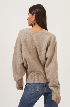 Belmont Button Down Cardigan -ASTR the Label Store ACT16728 TAUPEGREYMARL 6 scaled