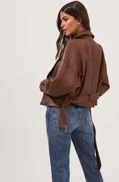 Rubia Faux Leather Moto Jacket -ASTR the Label Store ACT16740 BROWN 6 scaled
