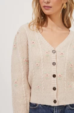 Tea Party Embroidered Flower Cardigan -ASTR the Label Store ACT16748 BLUSHFLOWER 3 scaled