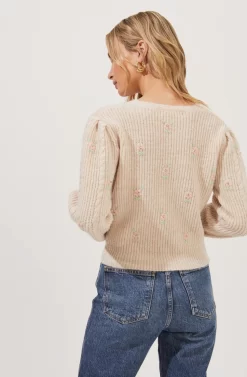 Tea Party Embroidered Flower Cardigan -ASTR the Label Store ACT16748 BLUSHFLOWER 6 scaled