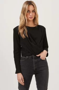 Moxie Cropped Wrap Front Sweatshirt -ASTR the Label Store ACT16783F BLACK 2 scaled