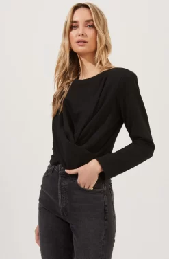 Moxie Cropped Wrap Front Sweatshirt -ASTR the Label Store ACT16783F BLACK 3 scaled