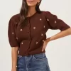 Valeria Flower Embroidered Short Sleeve Cardigan