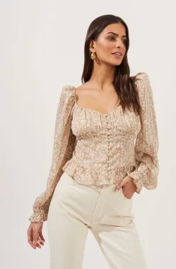 Concord Floral Peplum Puff Sleeve Top
