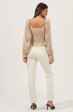 Concord Floral Peplum Puff Sleeve Top -ASTR the Label Store ACT16819 TAUPEBLUEDITSY 4 scaled