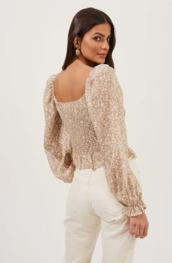 Concord Floral Peplum Puff Sleeve Top -ASTR the Label Store ACT16819 TAUPEBLUEDITSY 5 scaled
