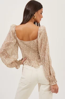 Concord Floral Peplum Puff Sleeve Top -ASTR the Label Store ACT16819 TAUPEBLUEDITSY 6 scaled