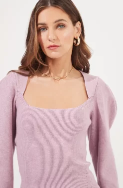 Catalina Volume Shoulder Cutout Sweater -ASTR the Label Store ACT16838 LILAC 3 scaled