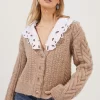 Pemberley Oversized Collar Cable Knit Cardigan