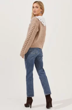 Pemberley Oversized Collar Cable Knit Cardigan -ASTR the Label Store ACT16849 TAUPE 4 scaled