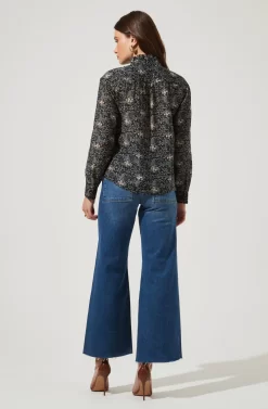 Dear To Me Floral Button Up Top -ASTR the Label Store ACT16856 BLACKMULTIFLORAL 3 2 scaled