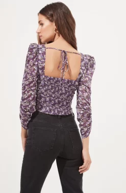 Colima Floral Ruched Top 11 Colima Floral Ruched Top -ASTR the Label Store ACT16868 PURPLEMULTI 6 scaled