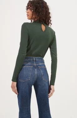 Paxton Asymmetrical Cutout Wrap Front Bodysuit -ASTR the Label Store ACT16886 GREEN 5 scaled