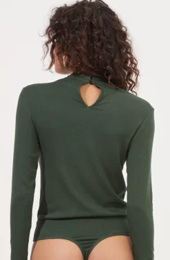 Paxton Asymmetrical Cutout Wrap Front Bodysuit -ASTR the Label Store ACT16886 GREEN 7 scaled