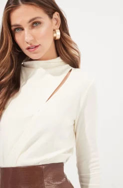 Paxton Asymmetrical Cutout Wrap Front Bodysuit -ASTR the Label Store ACT16886 OFFWHITE 2 scaled