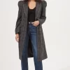 Audrey Plaid Shoulder Pad Longline Coat