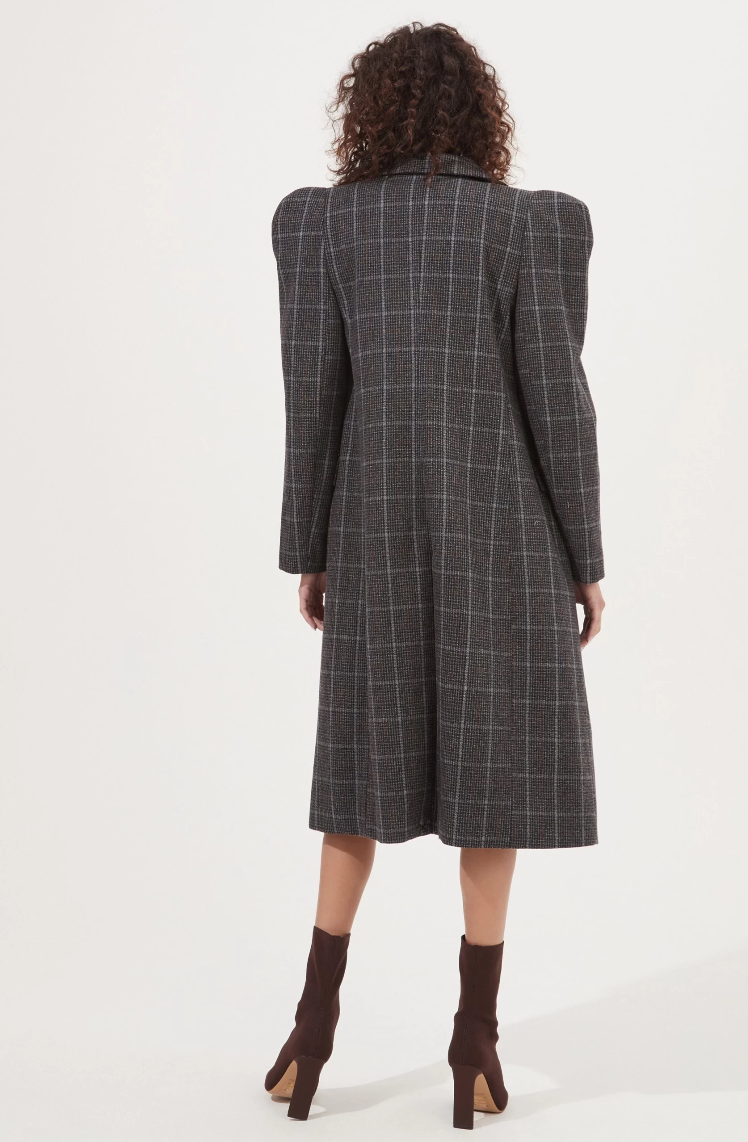 Audrey Plaid Shoulder Pad Longline Coat 3 Audrey Plaid Shoulder Pad Longline Coat - Image 3