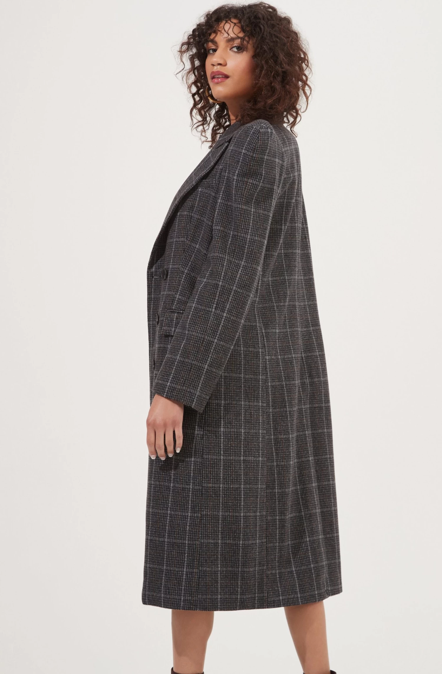 Audrey Plaid Shoulder Pad Longline Coat 4 Audrey Plaid Shoulder Pad Longline Coat - Image 4